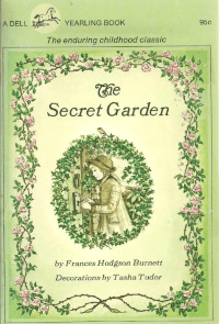 Cover of The Secret Garden by Frances Hodgson Burnett, 1970s paperback, Mary enterin garden
